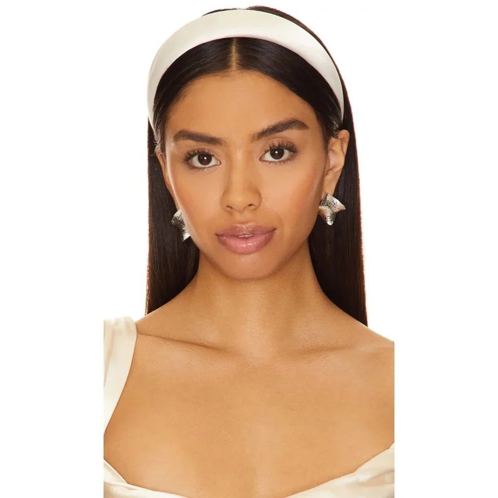 SHASHI Satin Headband in Blanche New Womens Hair Tie Head Wrap